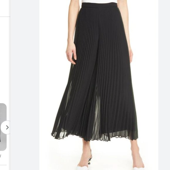 Club Monaco Jessyn Pleated Chiffon Pants In Black And Green - Picture 1 of 4